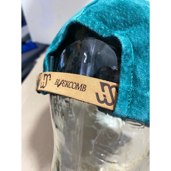 Vintage Black Comb Mountain Ski Hat Merkley - Turquoise Suede - cool Strap!! - Picture 8 of 10